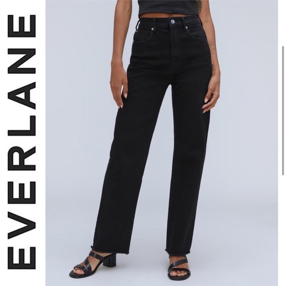 EVERLANE The Way High Jean Organic Cotton Black Size 27 High Rise 90s Minimalist - Picture 2 of 16